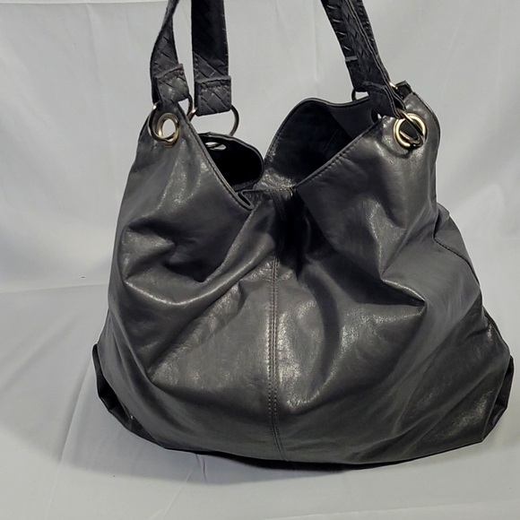 2 Large Hobo Style Bags Grey and Tan Faux Leather (Unbranded) - Picture 6 of 7